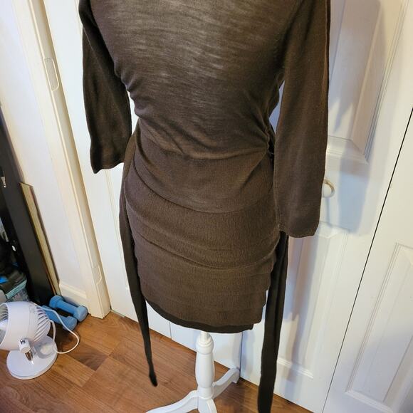 Bcbgmaxazria, XS | NWT Brown Wool Wrap Sweater Dress - Picture 4 of 6